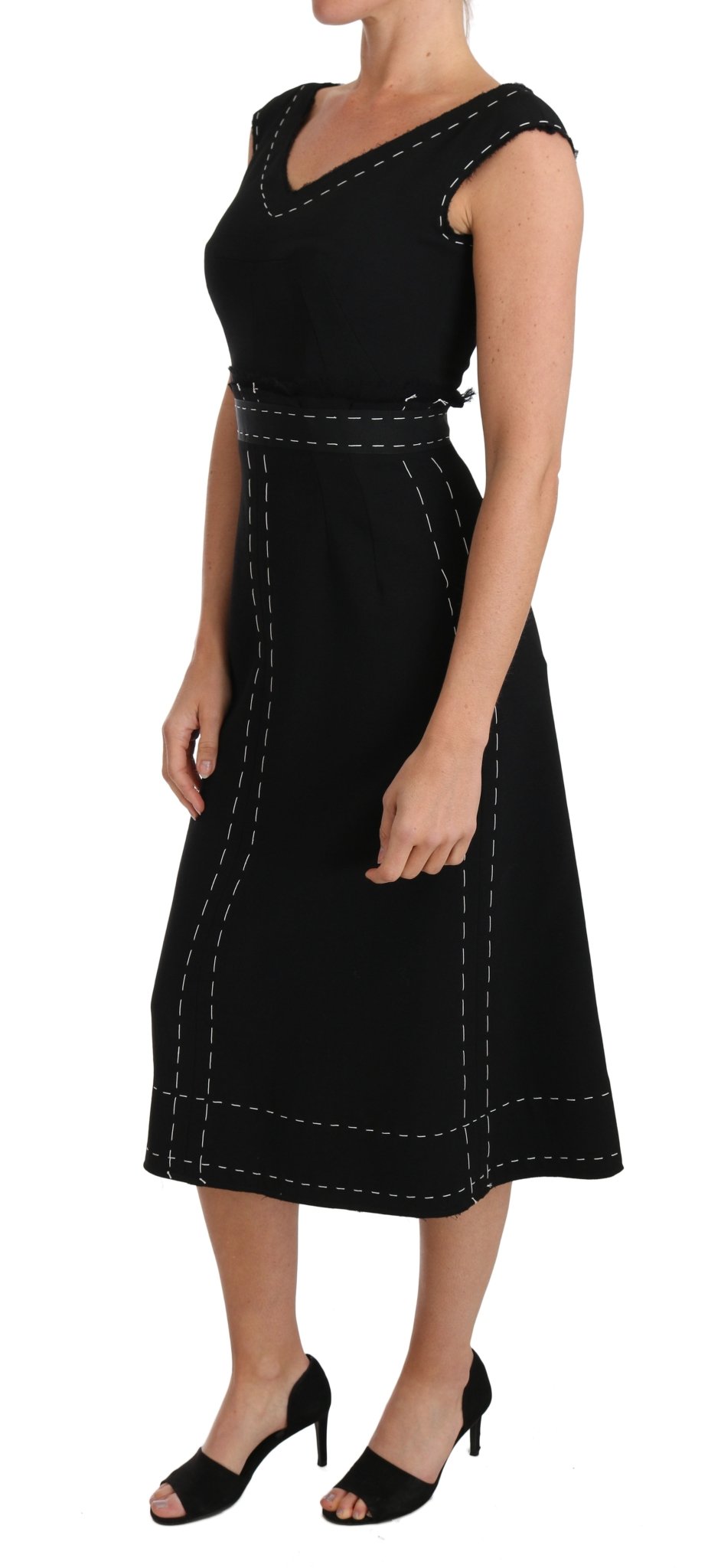 Black Wool Stretch A-line Sheath Dress - coffeewithmee2Dolce & GabbanaP5798S