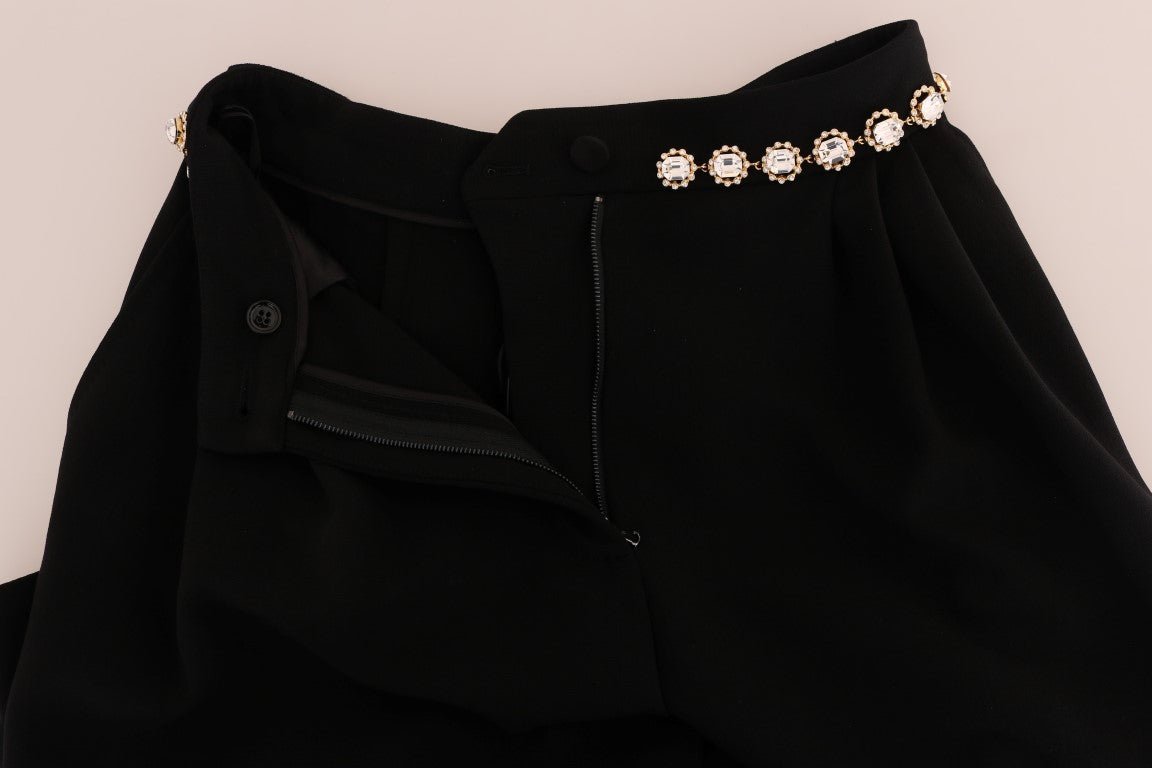 Black Wool Stretch Crystal Pants - coffeewithmee2Dolce & GabbanaP1331S