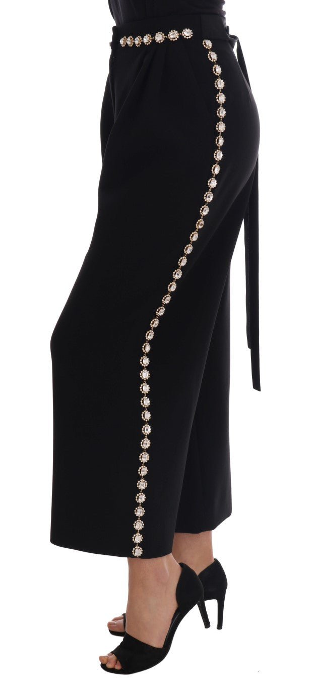 Black Wool Stretch Crystal Pants - coffeewithmee2Dolce & GabbanaP1331S
