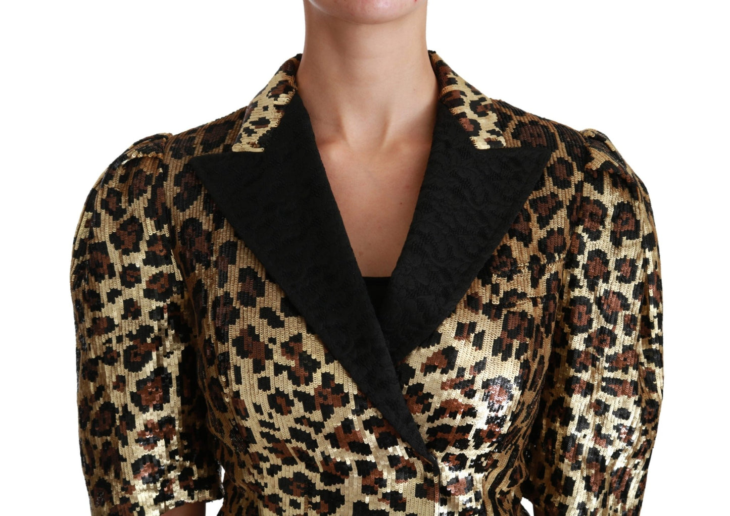 Blazer Gold Leopard Sequined Jacket - coffeewithmee2Dolce & GabbanaP2944S
