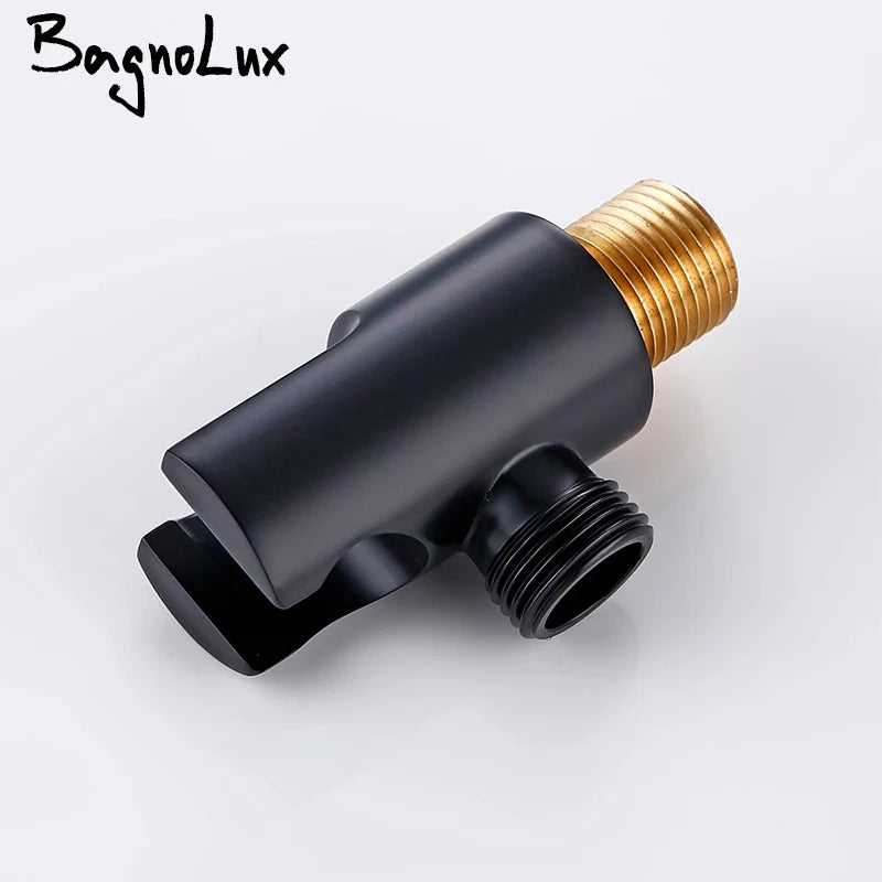 Black round Brass Wall Mounted Bathroom Faucet Replacement Shower Stand