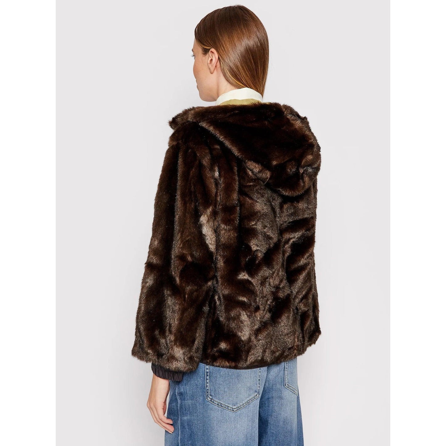 Brown Modacrylic Fur Jackets Coat