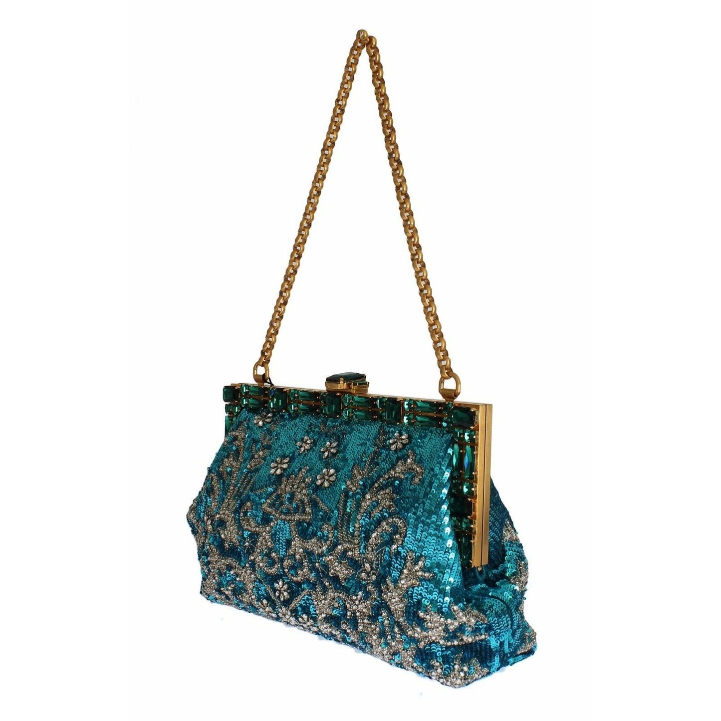 Blue Clear Crystal Gold Evening Clutch Purse - coffeewithmee2