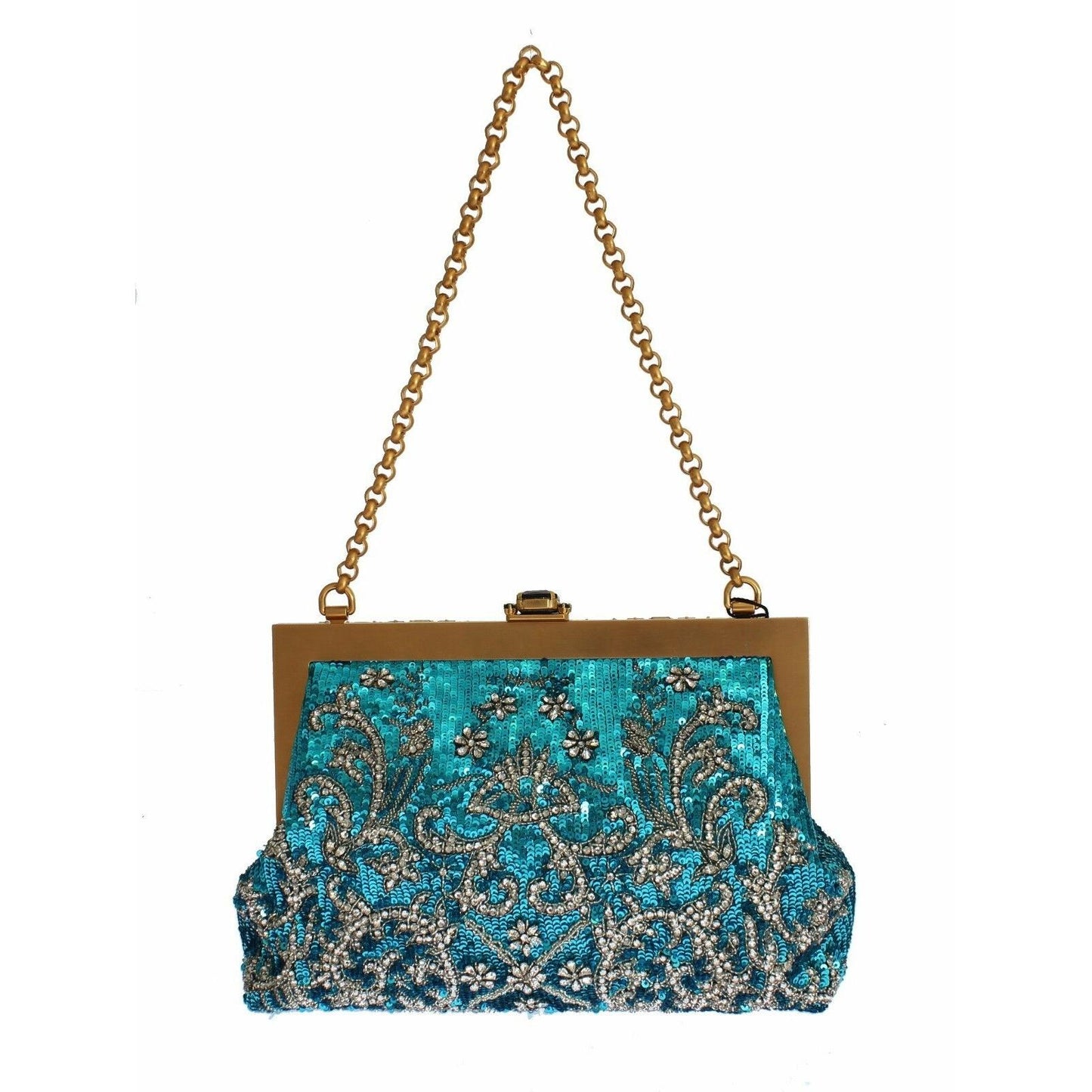 Blue Clear Crystal Gold Evening Clutch Purse - coffeewithmee2