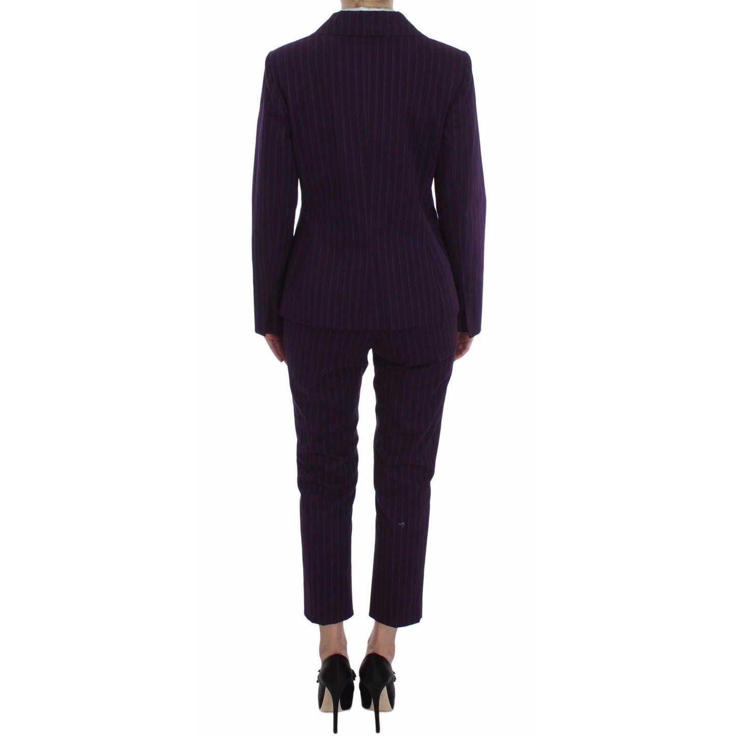 Purple Striped Stretch Coat Blazer Pants Suit