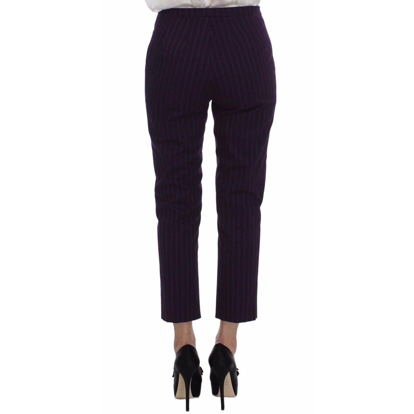 Purple Striped Stretch Coat Blazer Pants Suit