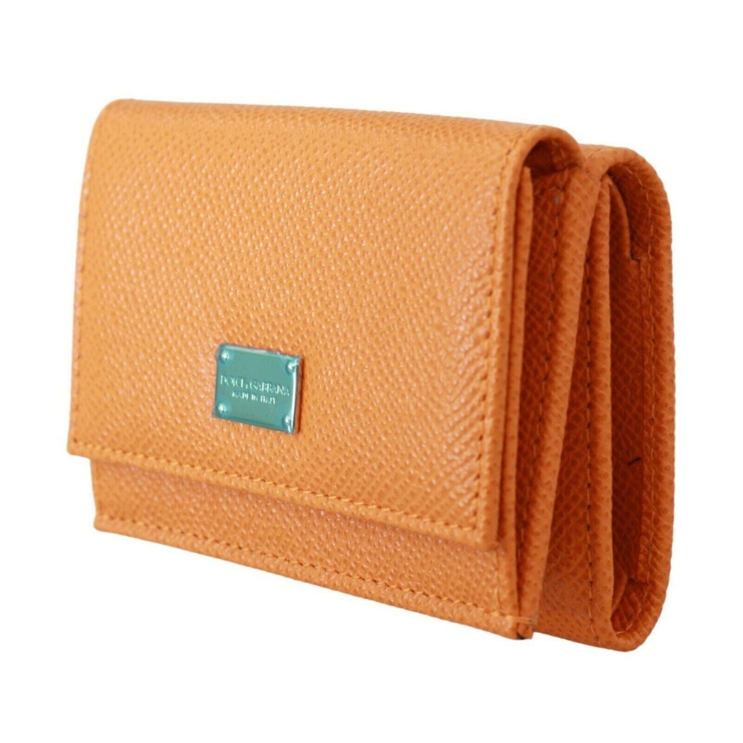 Orange Leather Trifold Continental Logo Clutch Wallet - coffeewithmee2
