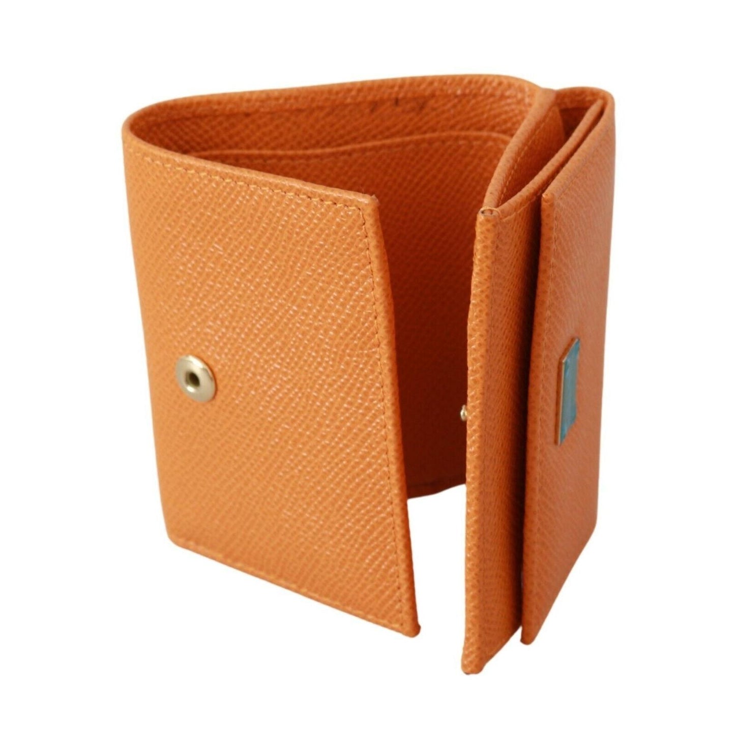 Orange Leather Trifold Continental Logo Clutch Wallet - coffeewithmee2