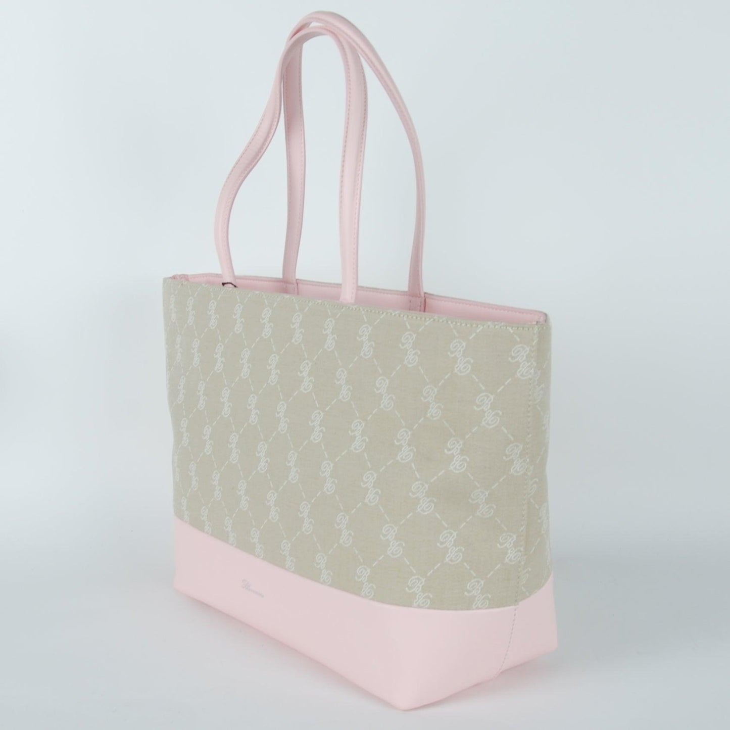 Pink Beige Cotton Diane Shopping Shoulder Bag - coffeewithmee2