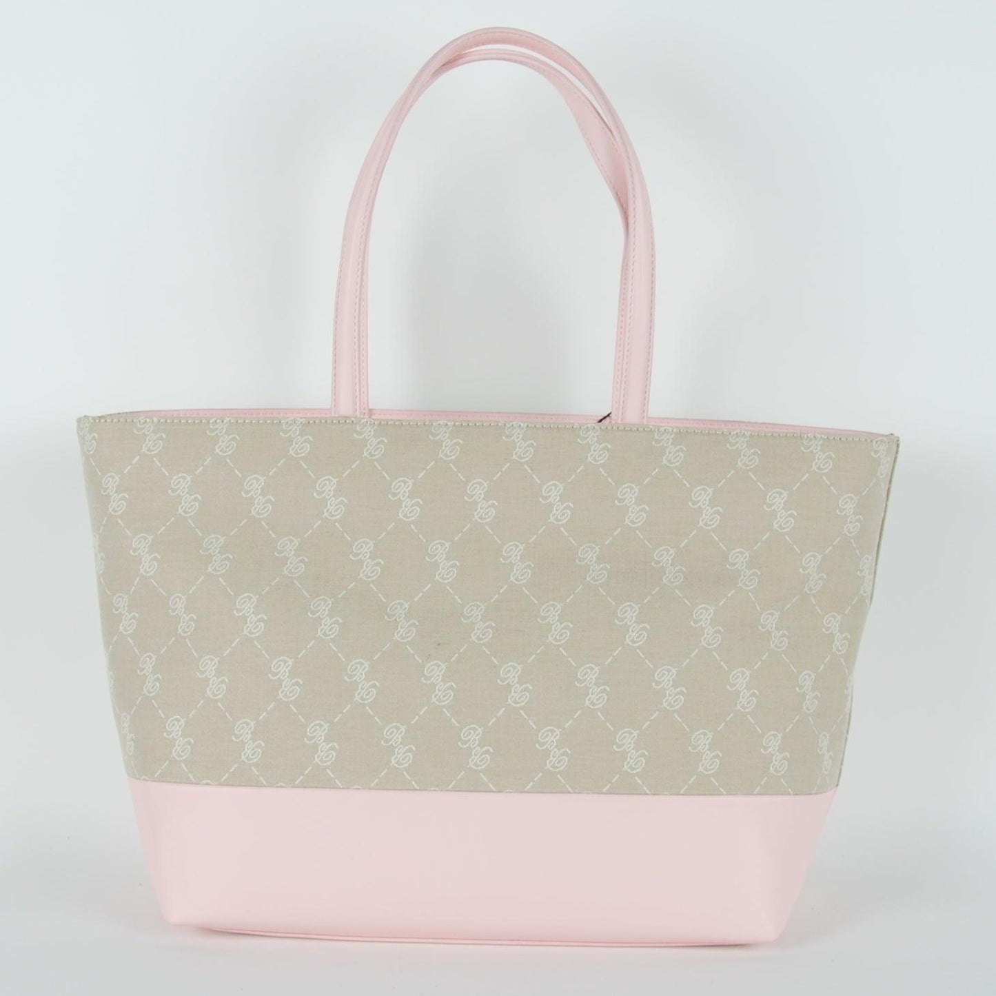 Pink Beige Cotton Diane Shopping Shoulder Bag - coffeewithmee2