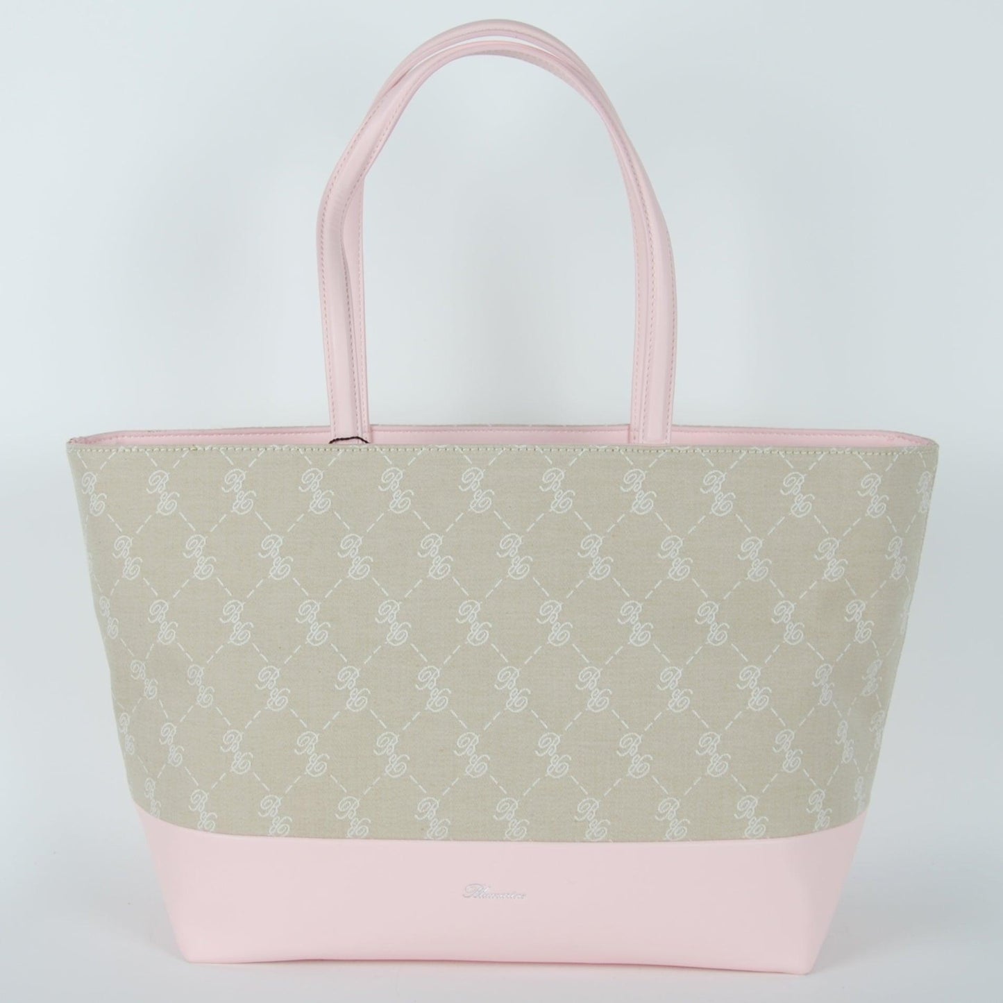 Pink Beige Cotton Diane Shopping Shoulder Bag - coffeewithmee2