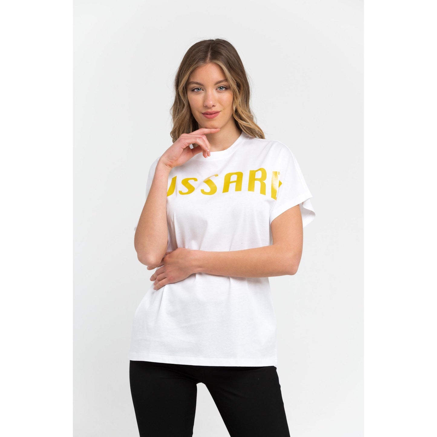 W White Print Yellow Tops & T-Shirt