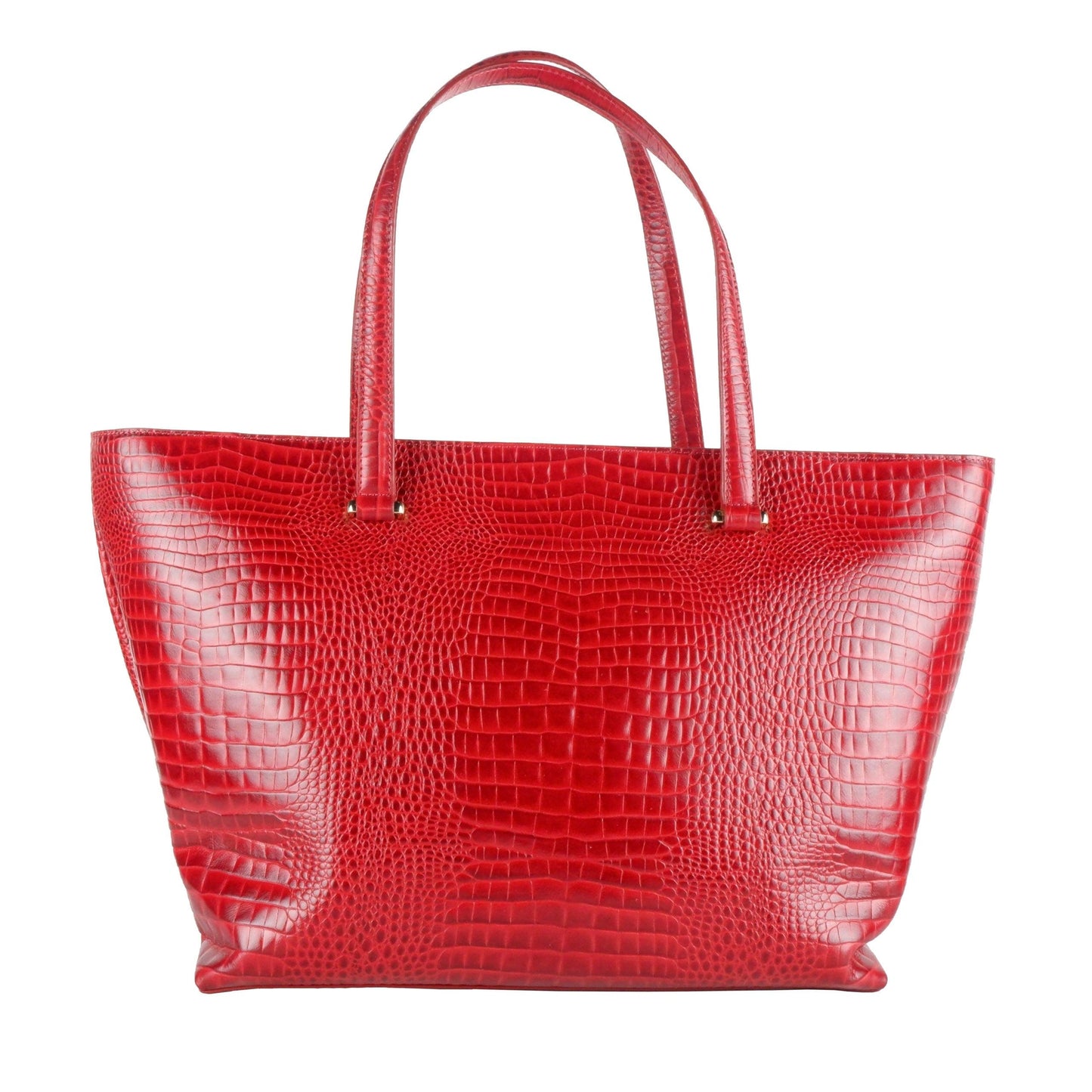 Red Calf Leather Medium Shopping Shoulder Bag - coffeewithmee2
