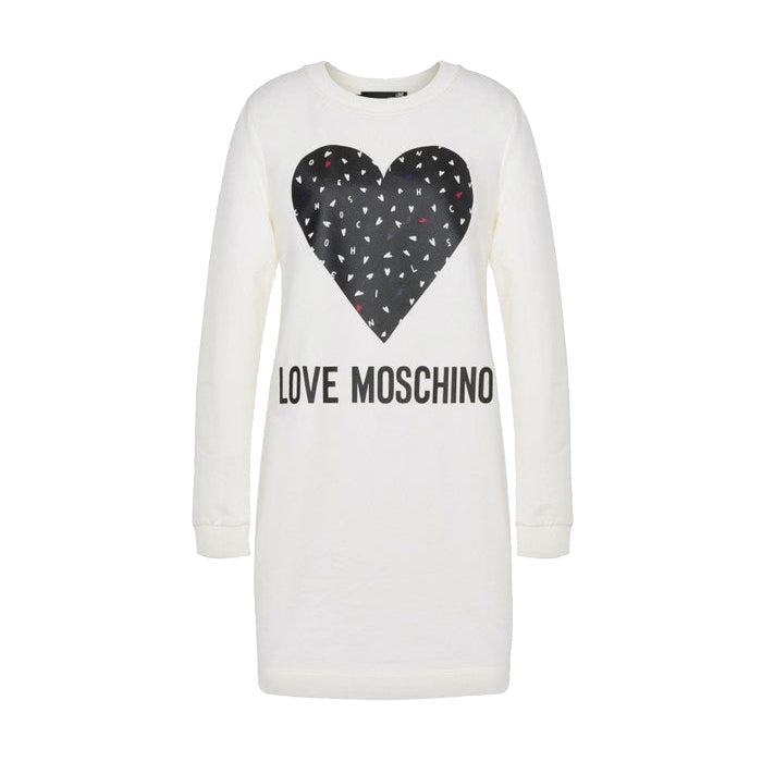 White Stretch Cotton Long Sleeve Dress