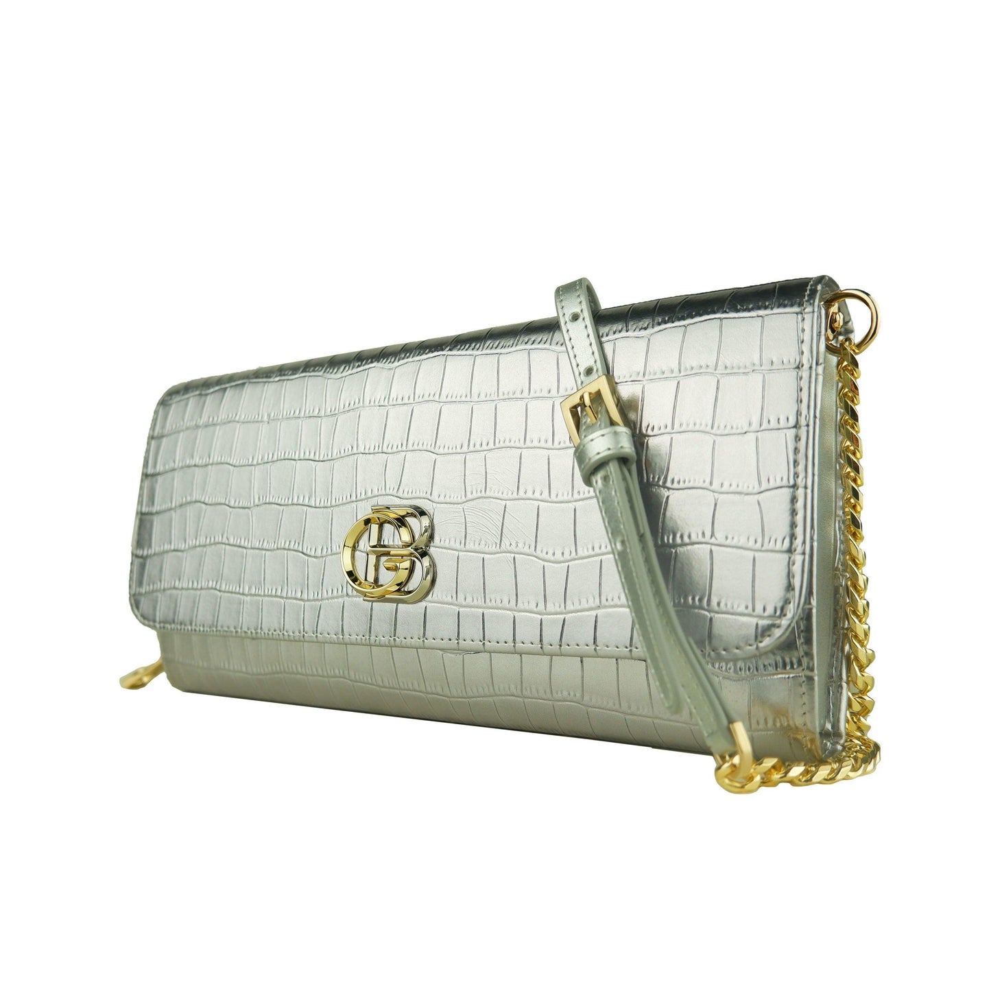Silver Calf Leather Crossbody Shoulder Bag - coffeewithmee2