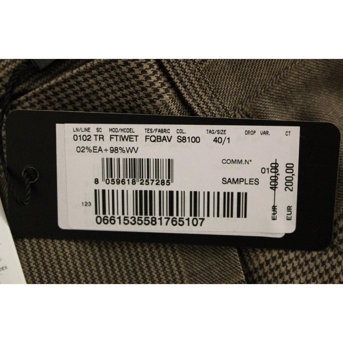 Brown Virgin Wool Checkered Cropped Pants - coffeewithmee2