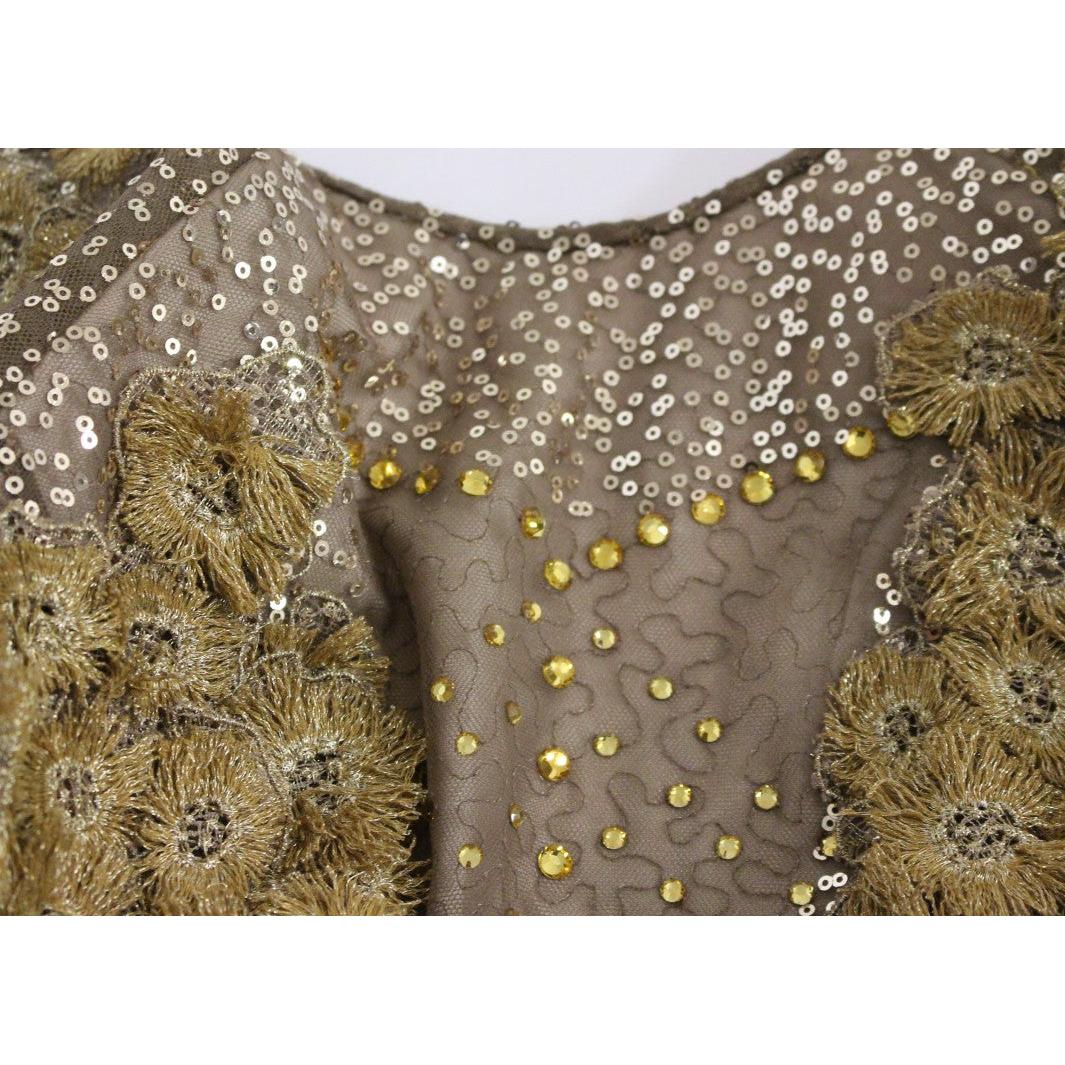 GOLD Long Lace Maxi Crystal Dress - coffeewithmee2