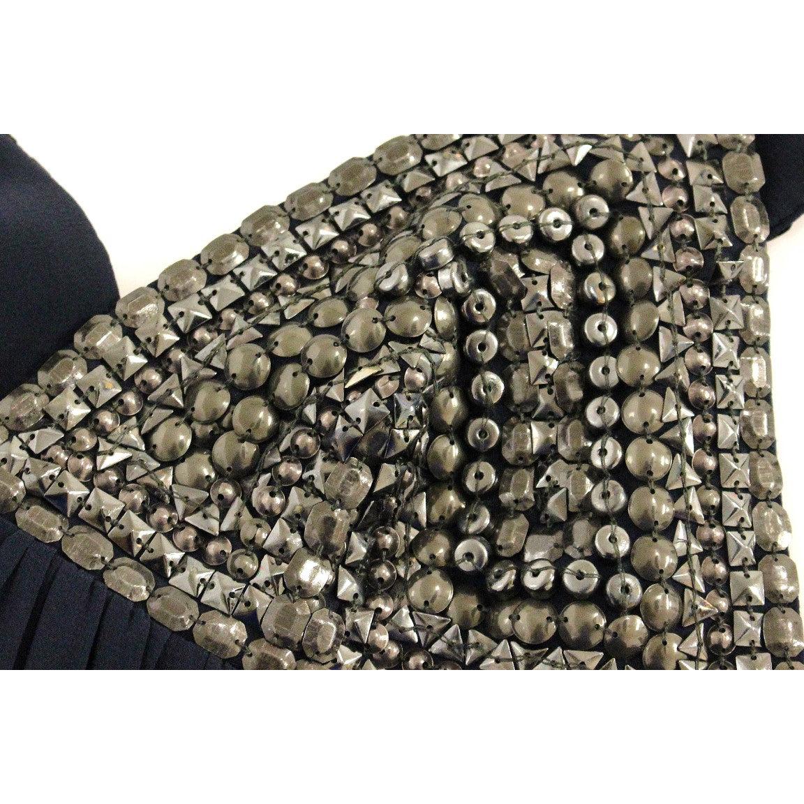 Navy Blue Studs Embellished Top Blouse - coffeewithmee2