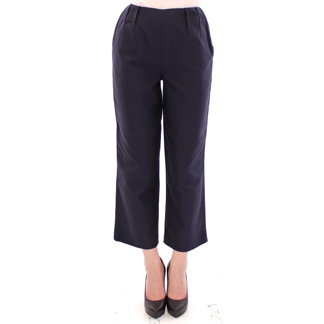 Blue Cropped Cotton Pants - coffeewithmee2