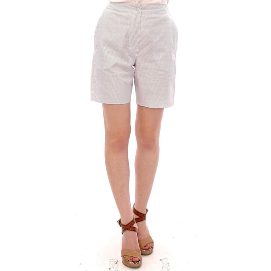 White Checkered Stretch Cotton Shorts - coffeewithmee2