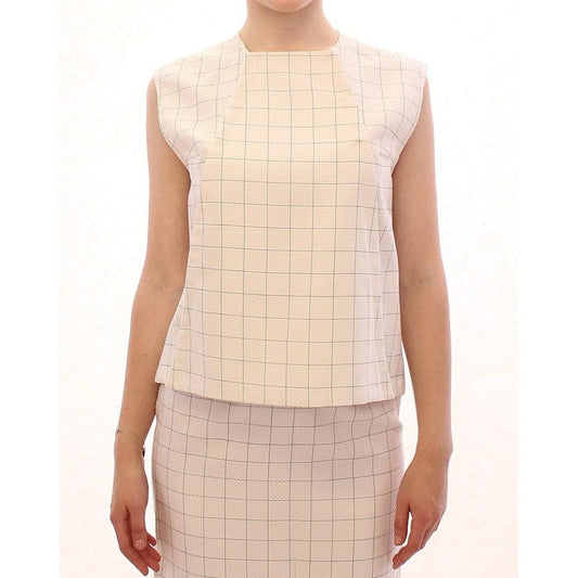 White Cotton Checkered Shirt Top - coffeewithmee2
