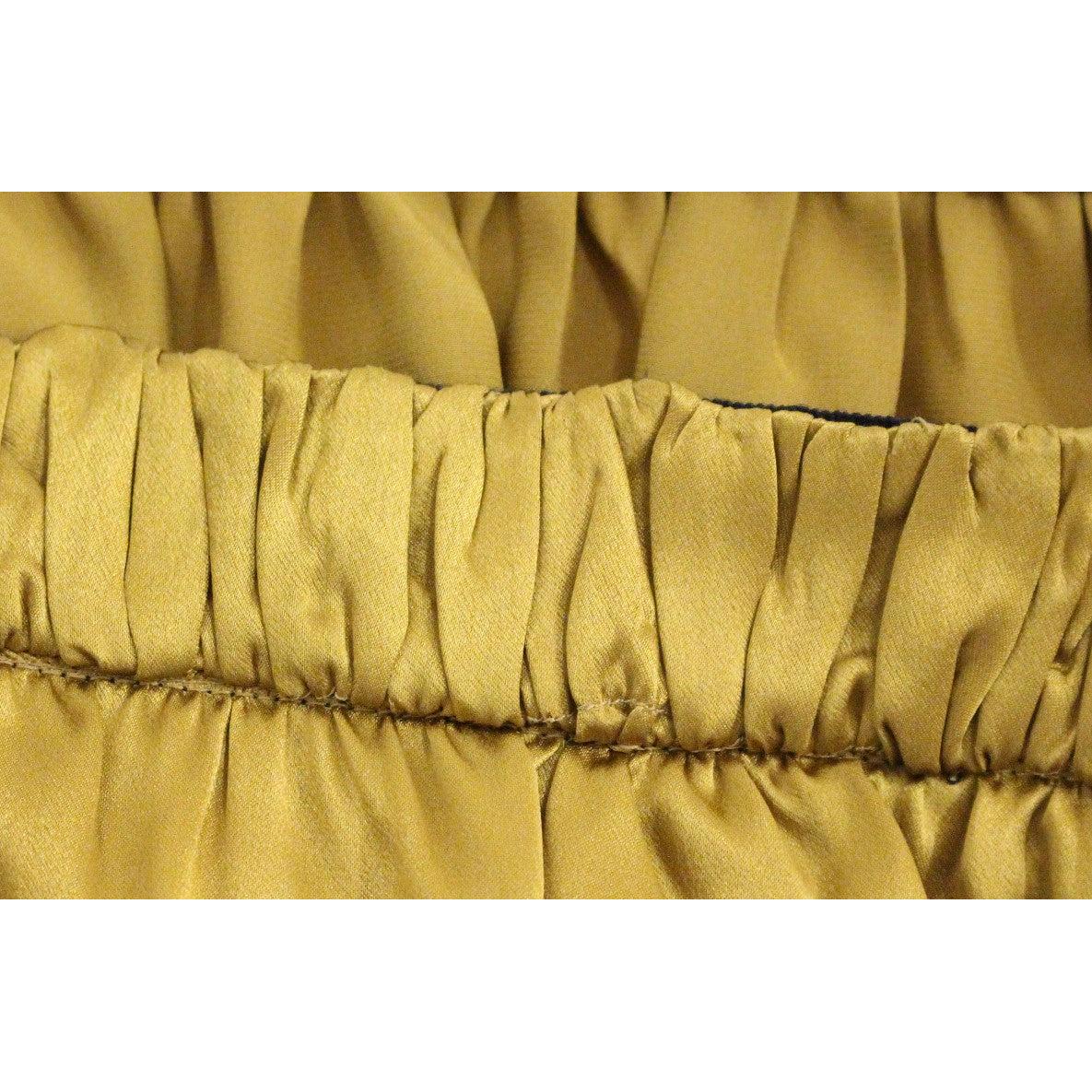Gold Silk Solid Mini A-Line Skirt - coffeewithmee2