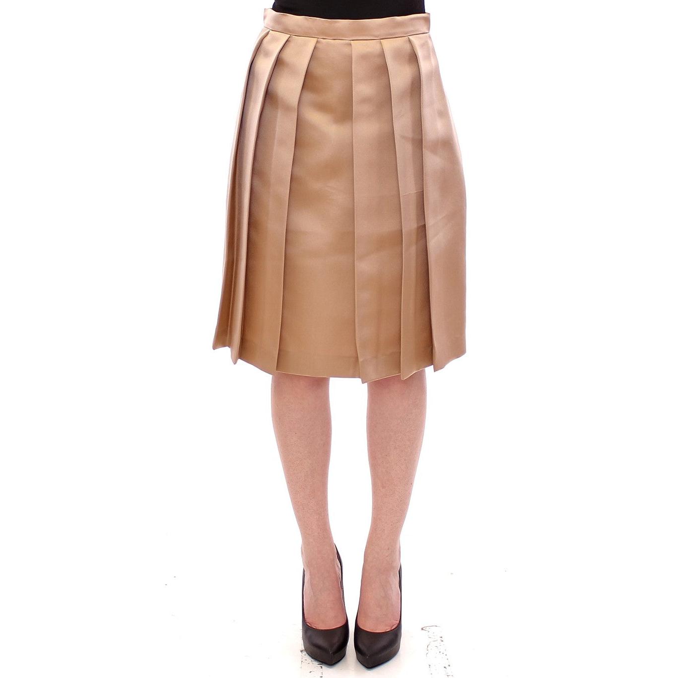 Brown Silk Solid Mini Pleated Skirt - coffeewithmee2