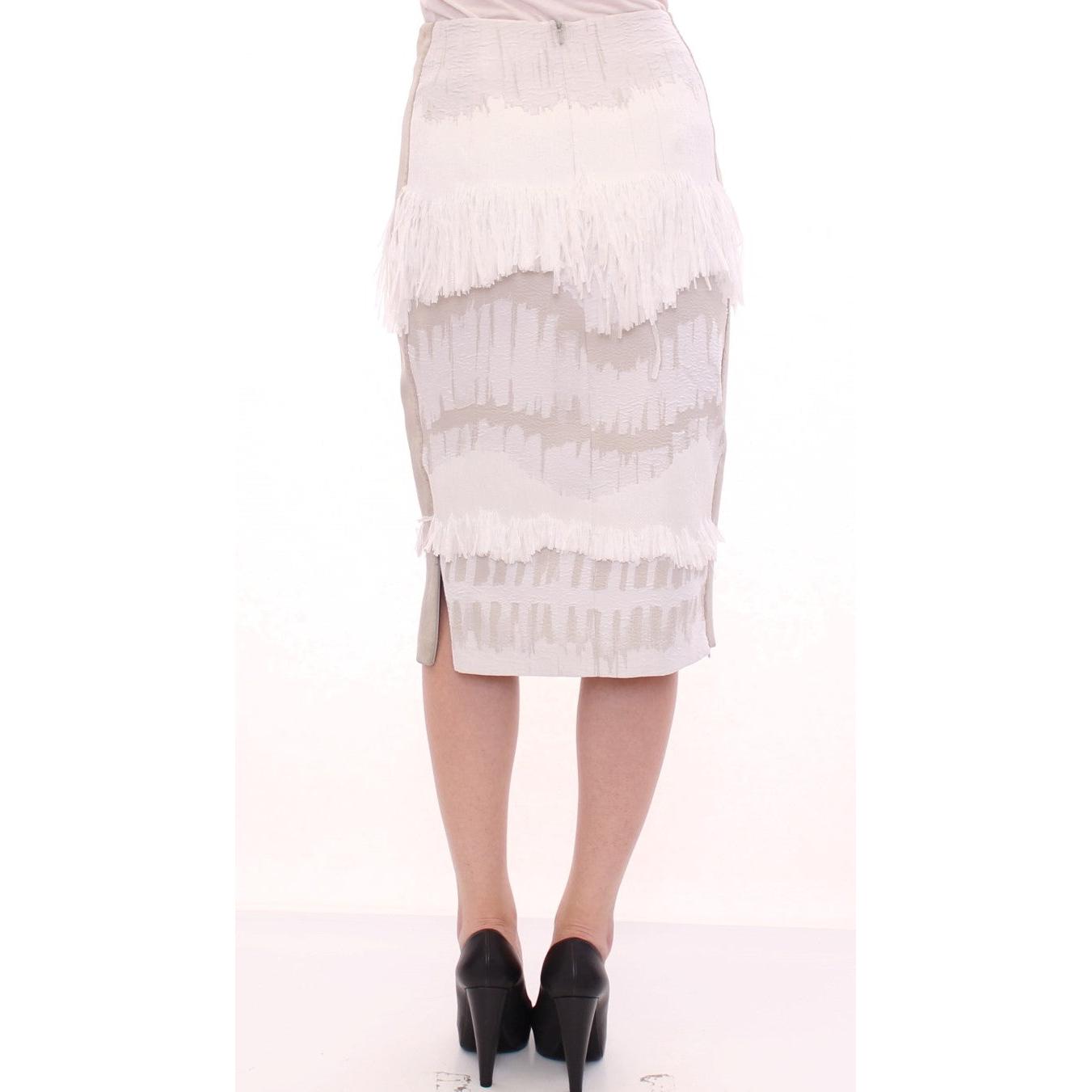 White Acrylic Straight Pencil Skirt - coffeewithmee2