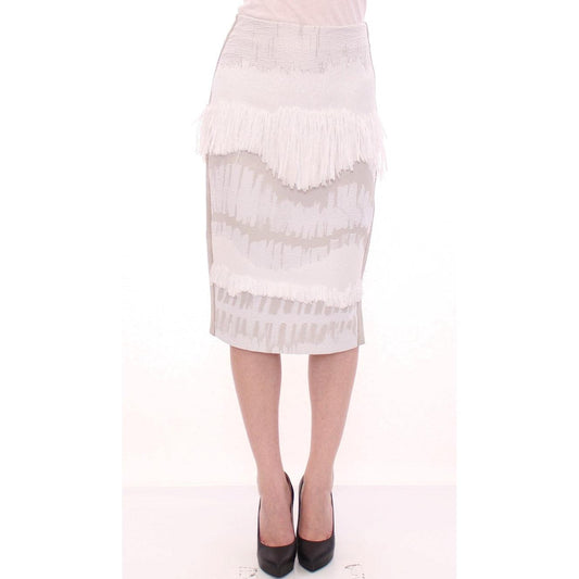 White Acrylic Straight Pencil Skirt - coffeewithmee2