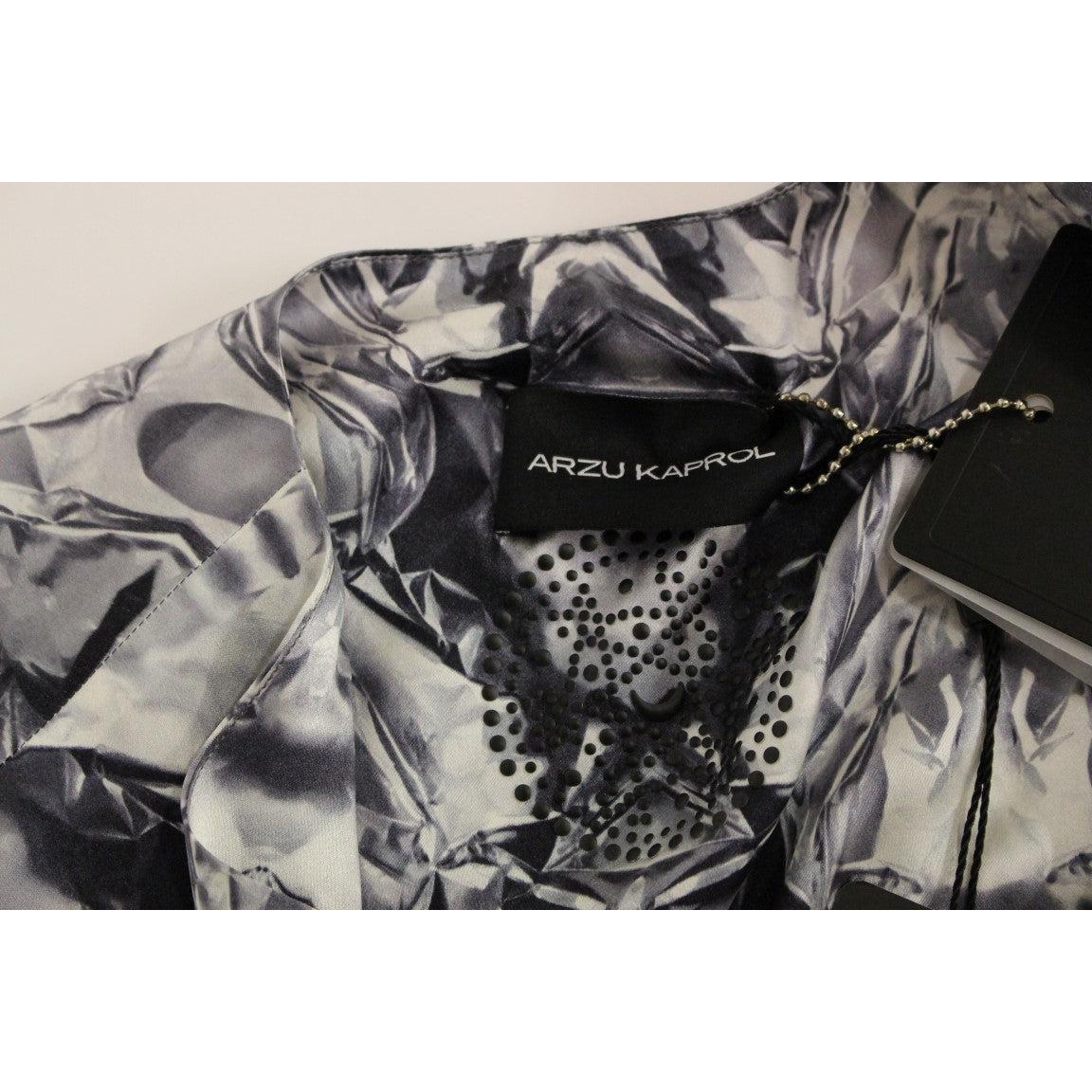 Gray Blue Silk Sleeveless Top Shirt Blouse - coffeewithmee2