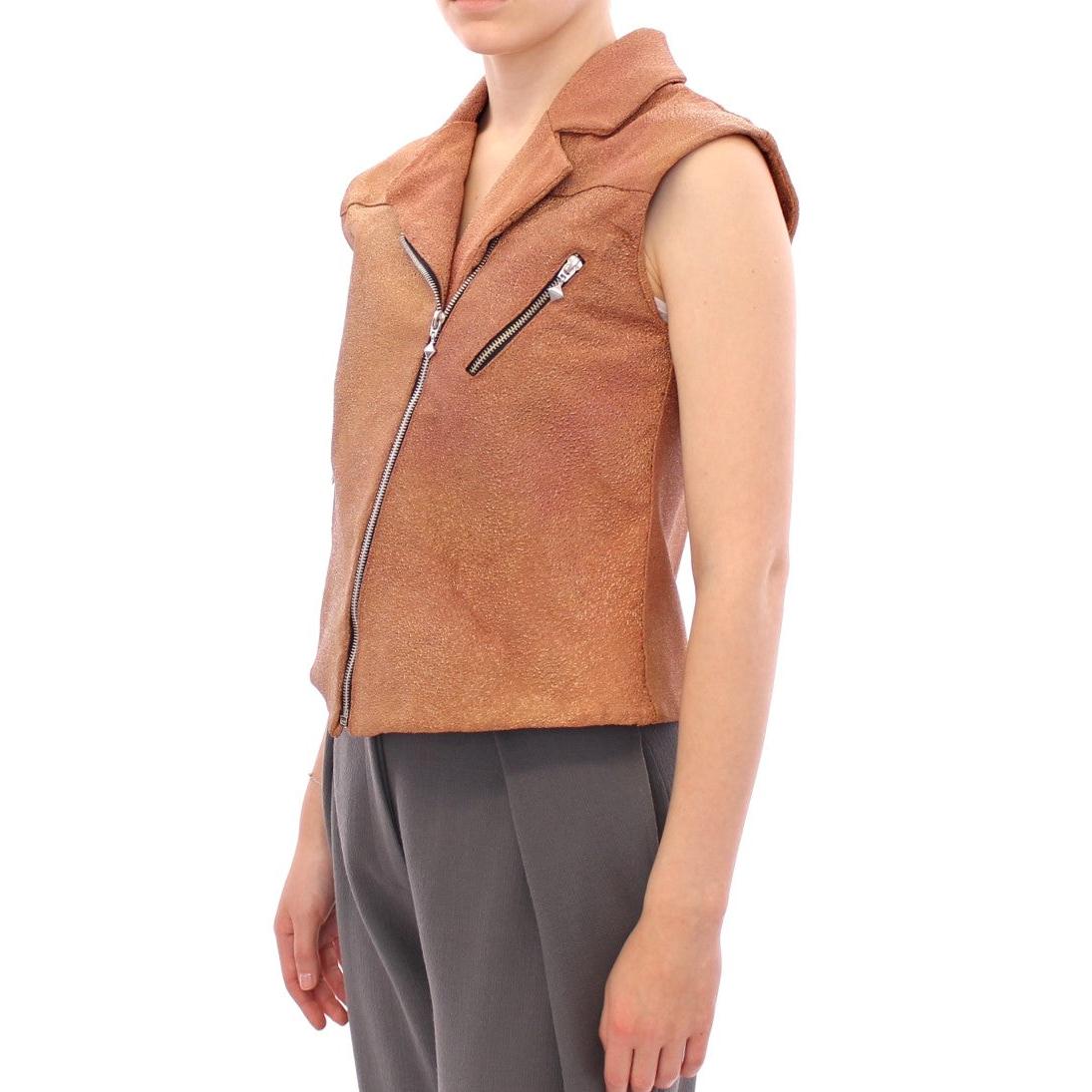 Brown Leather Jacket Vest - coffeewithmee2