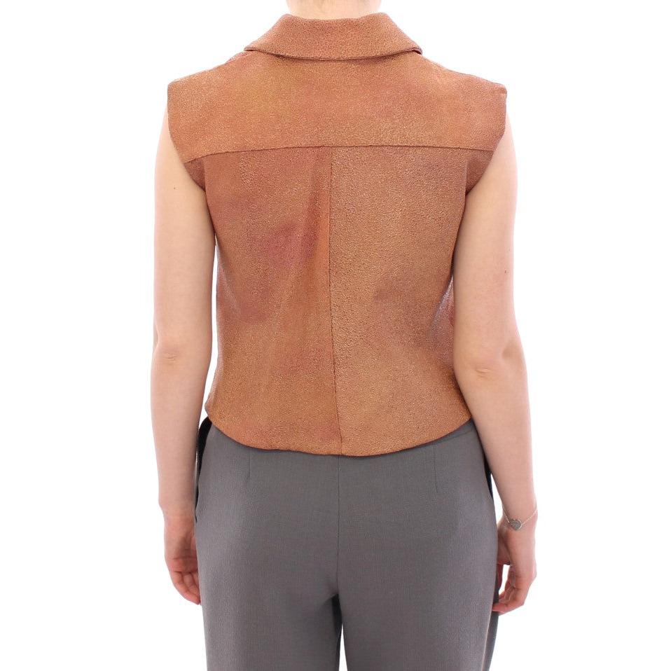 Brown Leather Jacket Vest - coffeewithmee2