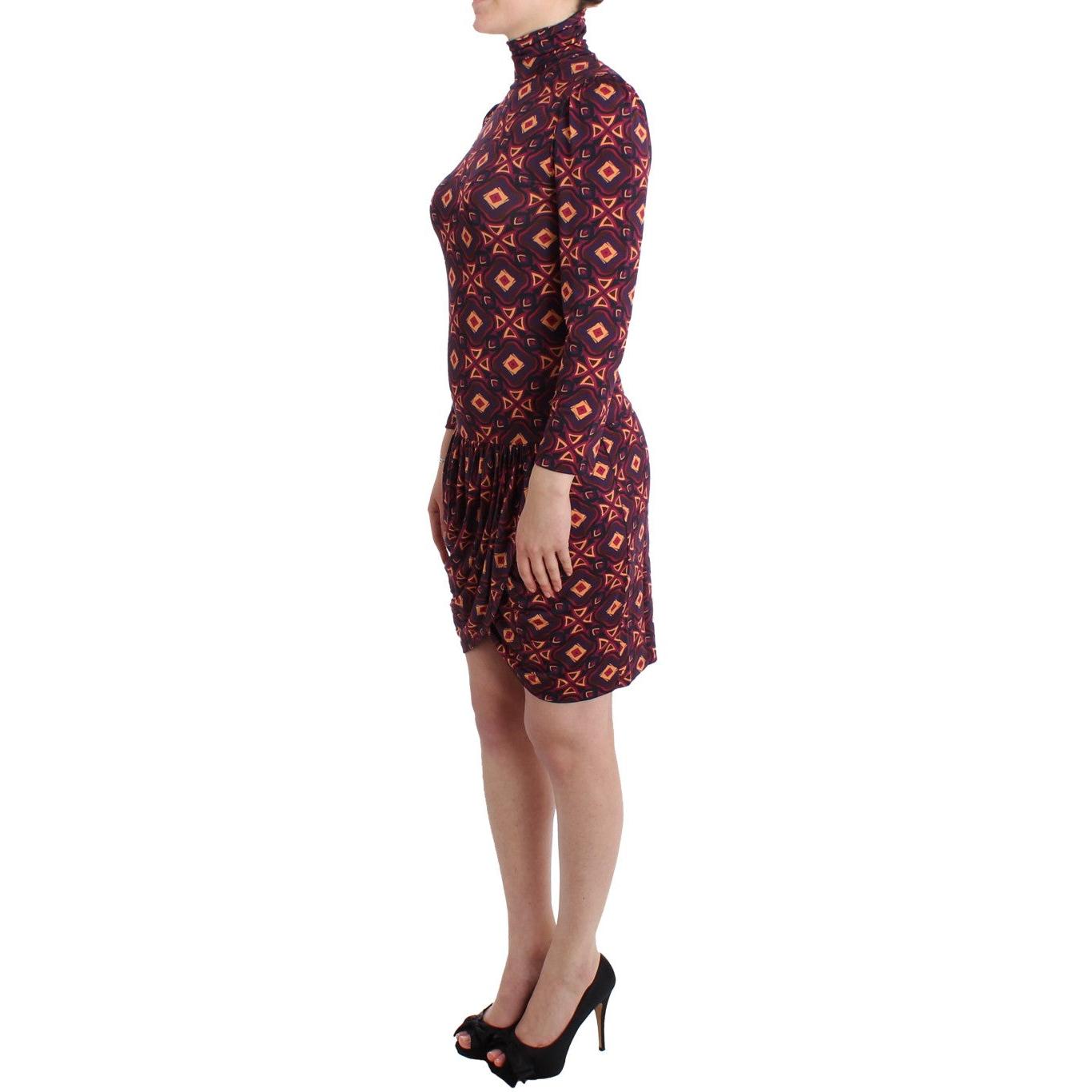 Multicolor Longsleeved Turtleneck Viscose Dress - coffeewithmee2