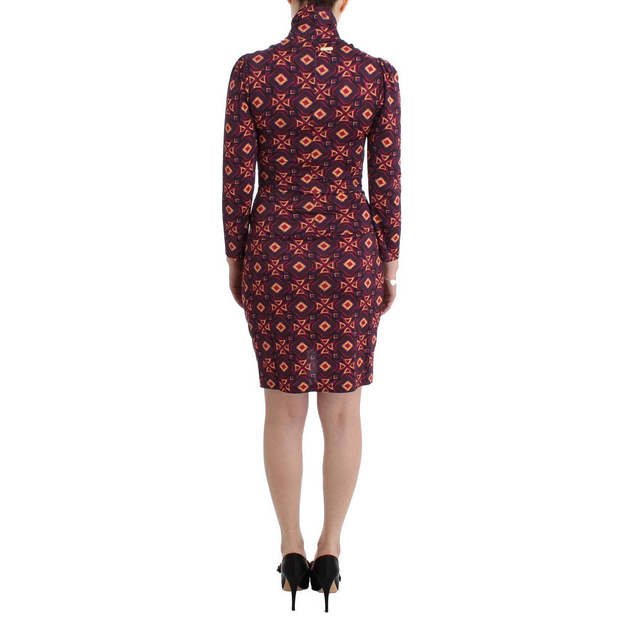 Multicolor Longsleeved Turtleneck Viscose Dress - coffeewithmee2