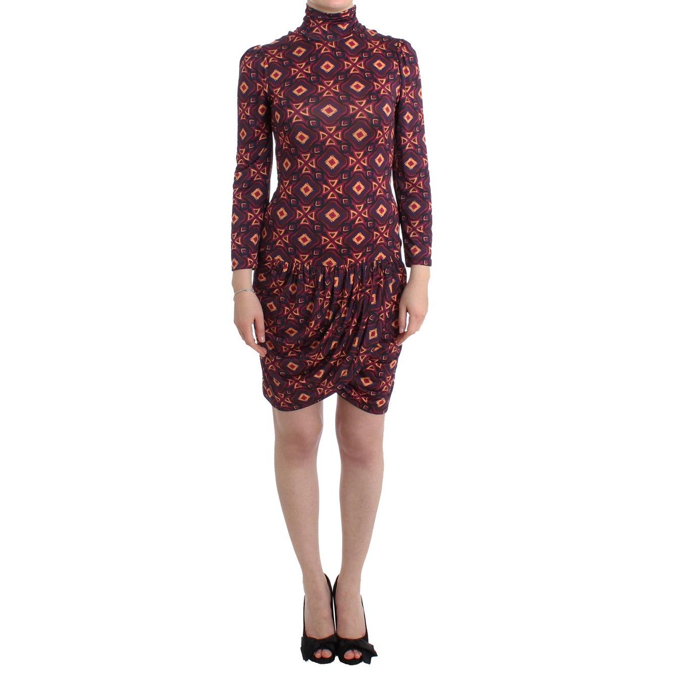 Multicolor Longsleeved Turtleneck Viscose Dress - coffeewithmee2