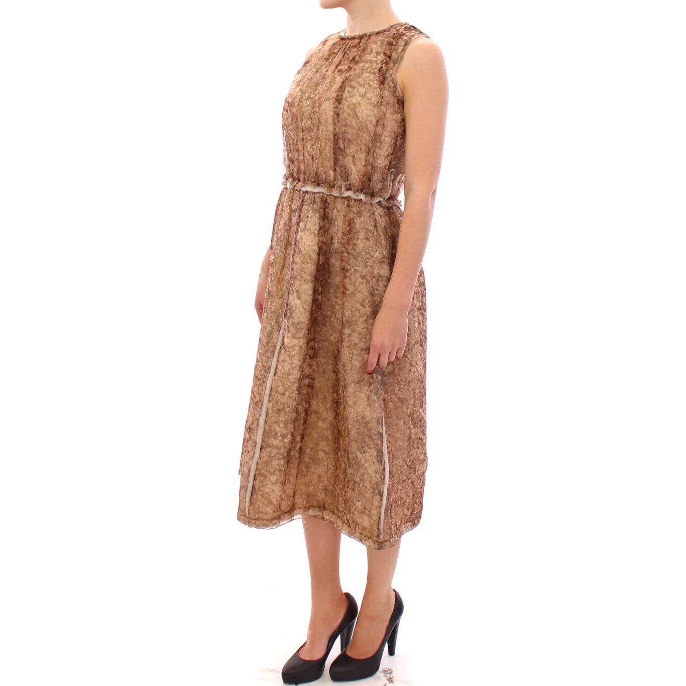 Brown sleeveless silk dress - coffeewithmee2