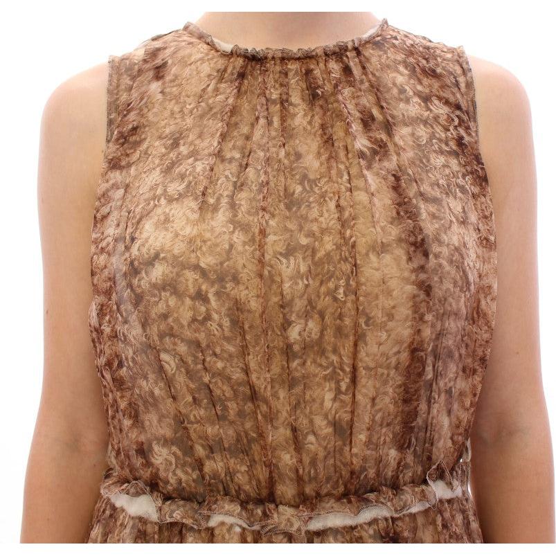 Brown sleeveless silk dress - coffeewithmee2