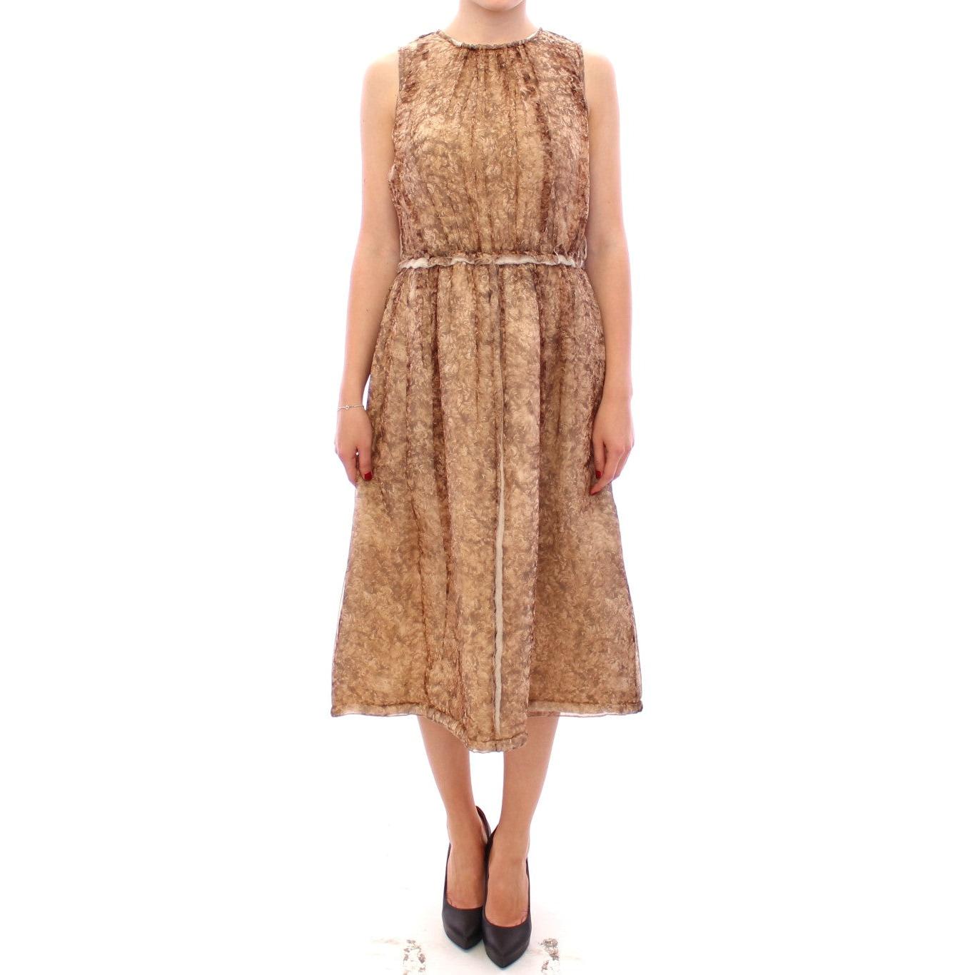 Brown sleeveless silk dress - coffeewithmee2