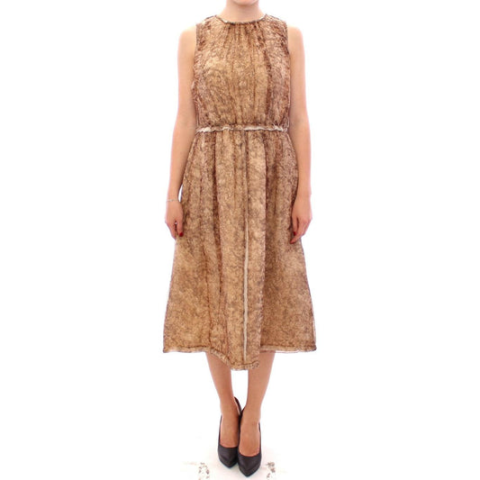 Brown sleeveless silk dress - coffeewithmee2