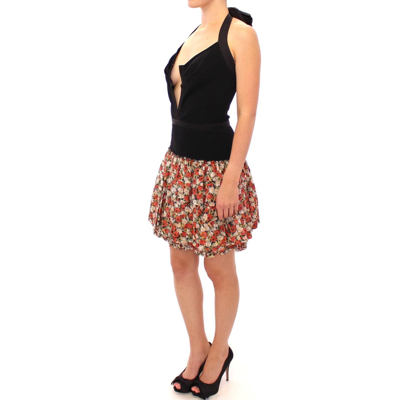 Multicolor floral bubble halterneck dress - coffeewithmee2