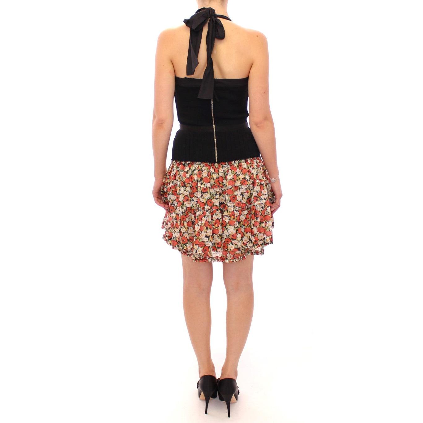 Multicolor floral bubble halterneck dress - coffeewithmee2