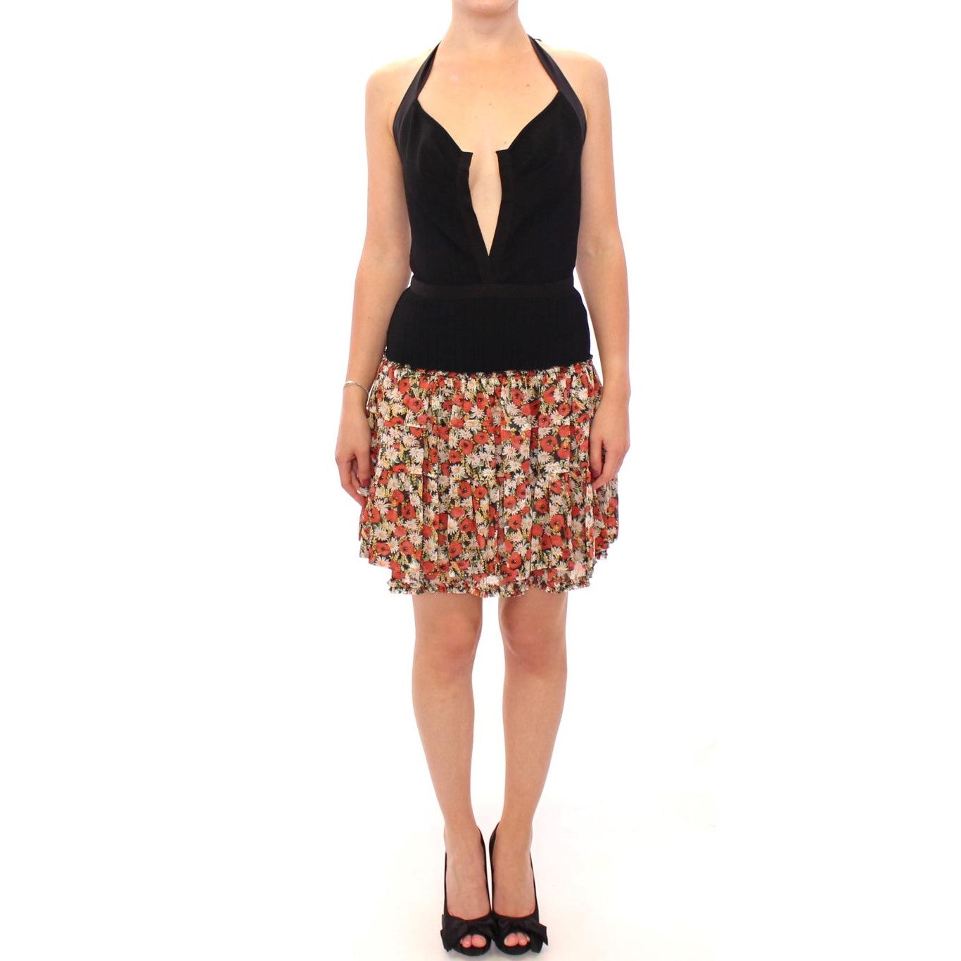 Multicolor floral bubble halterneck dress - coffeewithmee2