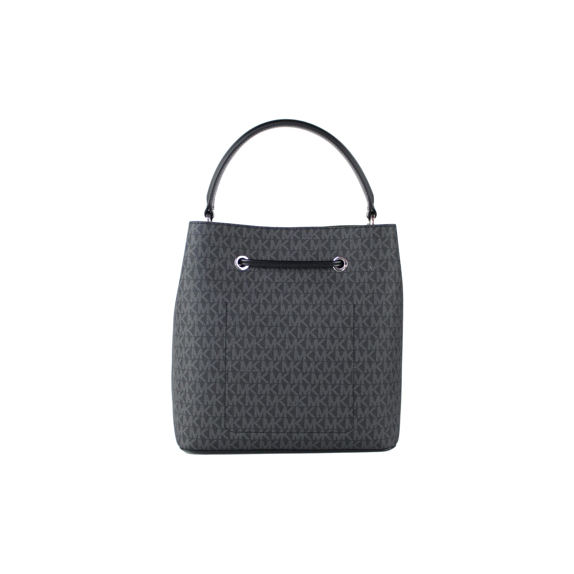 Suri Large Black Signature Bucket Crossbody Drawstring Hobo Handbag - coffeewithmee2
