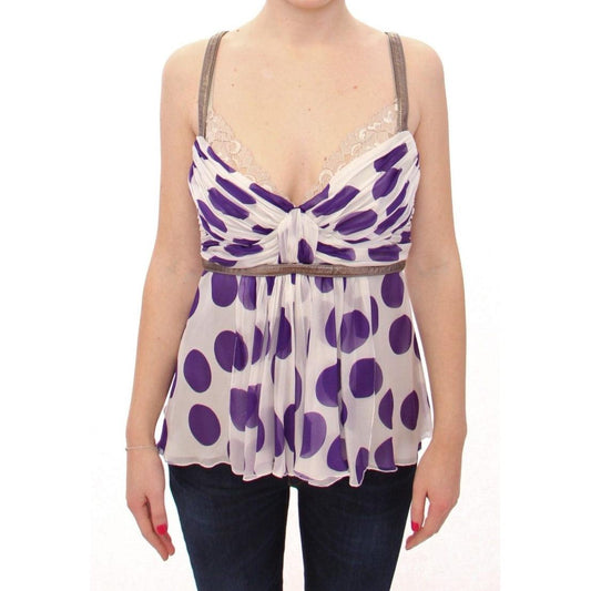 White Purple Silk Lace Blouse - coffeewithmee2