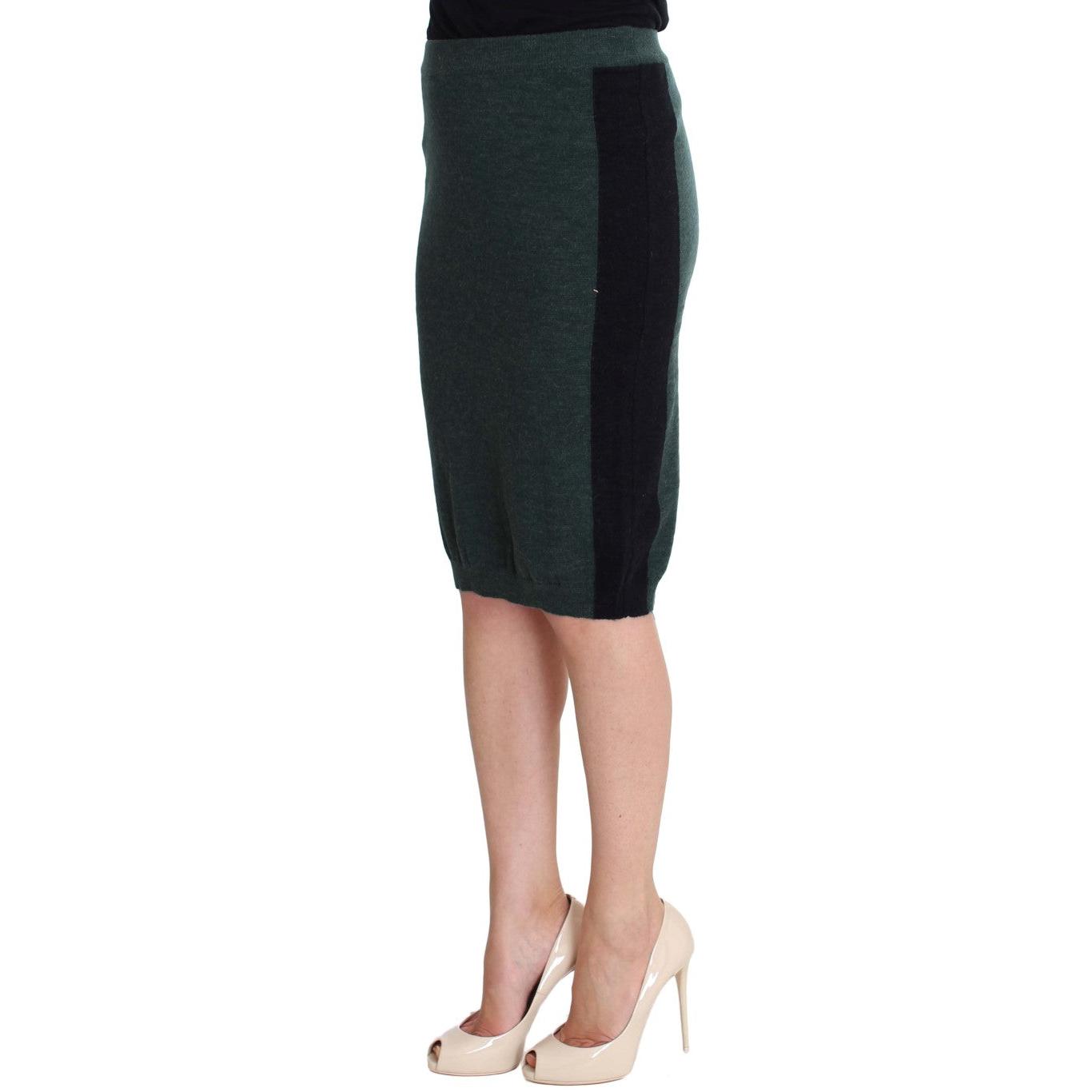 Green Wool Blend Pencil Skirt - coffeewithmee2