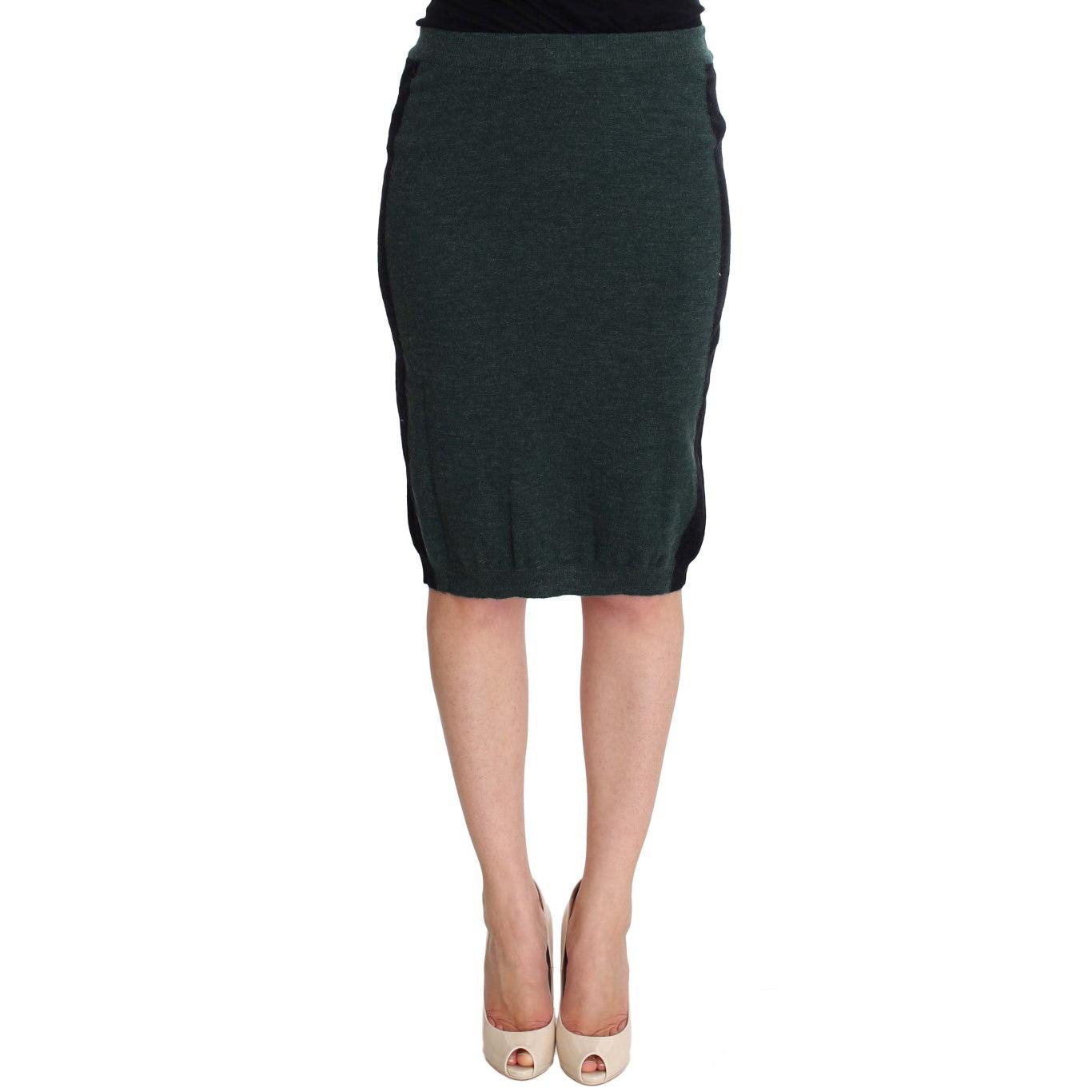 Green Wool Blend Pencil Skirt - coffeewithmee2