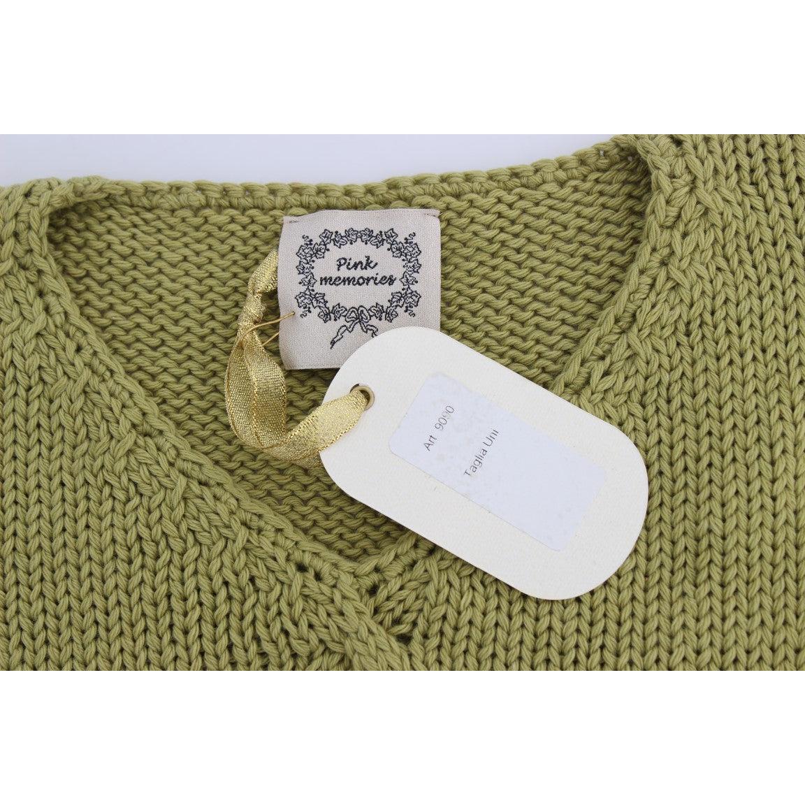 Green Cotton Blend Knitted Sleeveless Sweater - coffeewithmee2