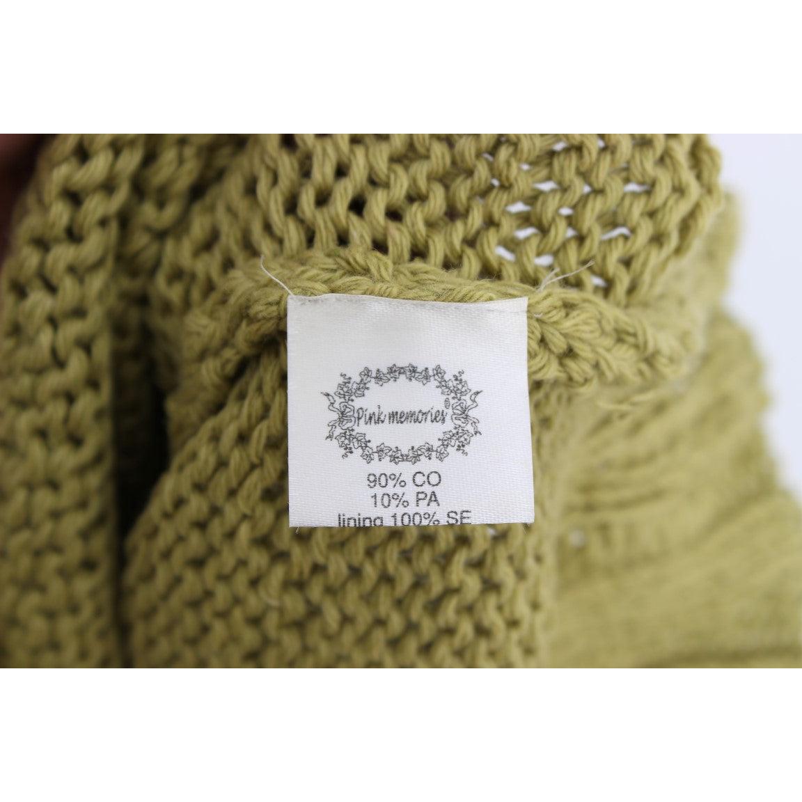 Green Cotton Blend Knitted Sleeveless Sweater - coffeewithmee2