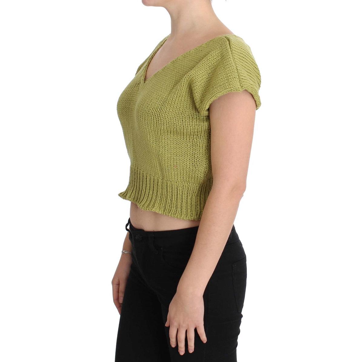 Green Cotton Blend Knitted Sleeveless Sweater - coffeewithmee2