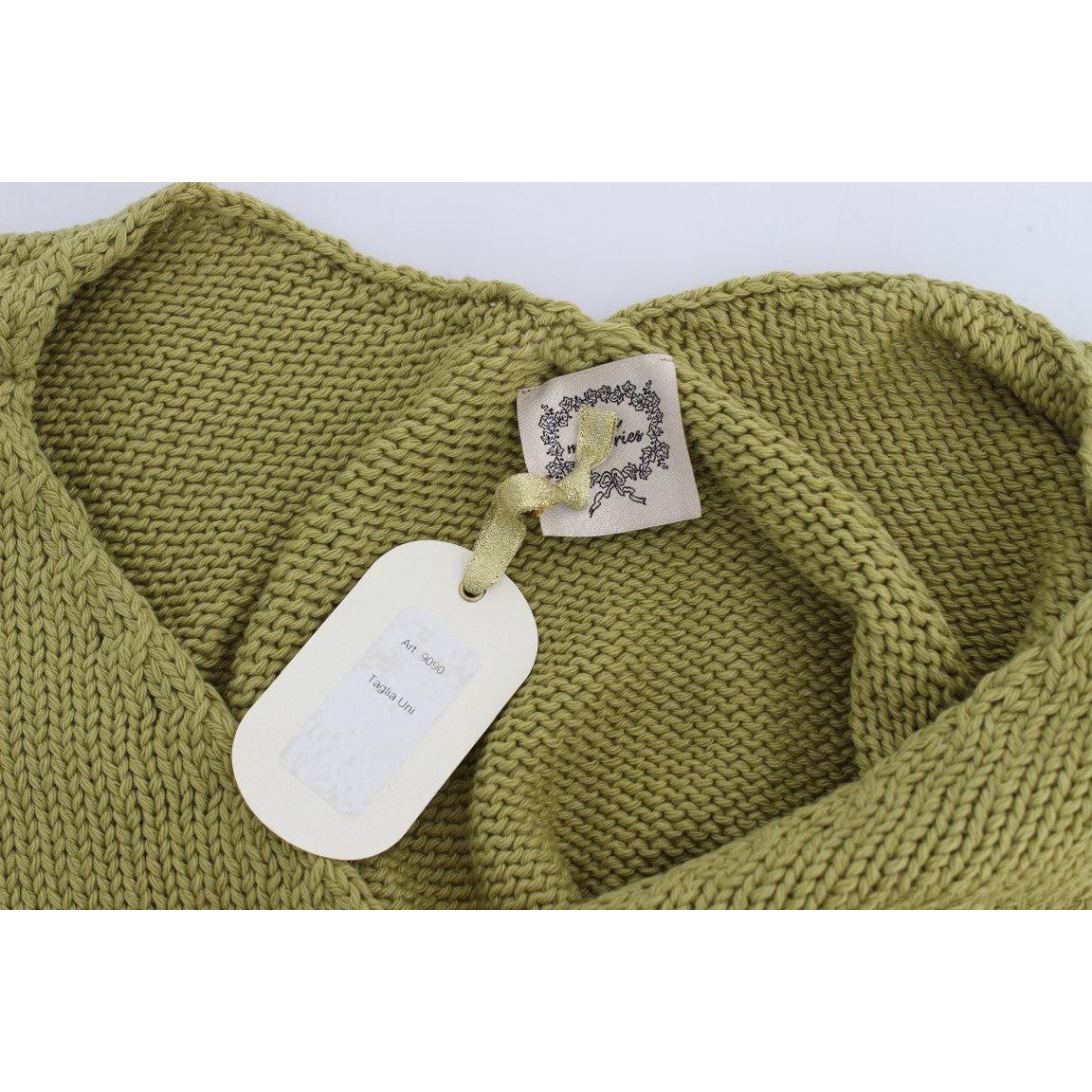 Green Cotton Blend Knitted Sleeveless Sweater - coffeewithmee2